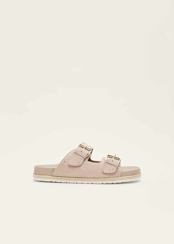 Phase Eight Double Buckle Flats Cream USA | 7584293-NU